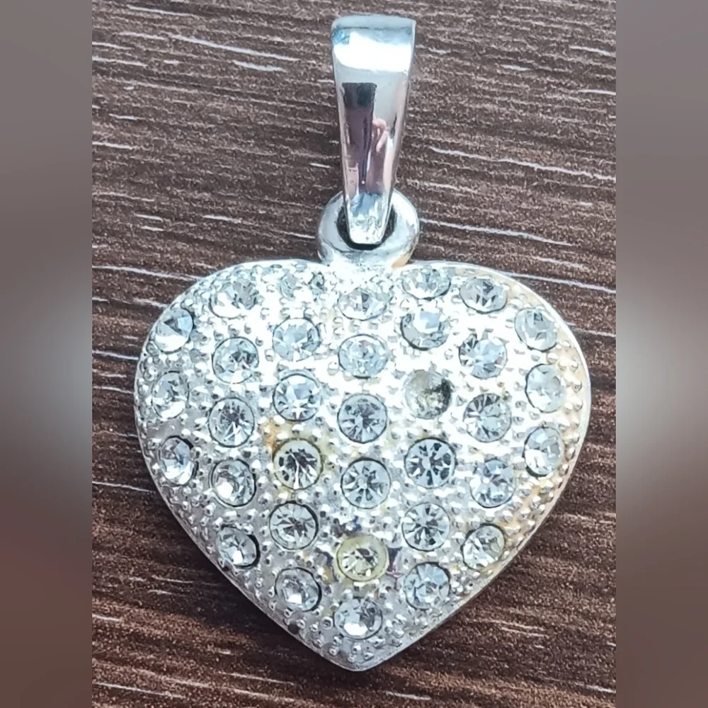Rhinestone Accented Heart Pendant